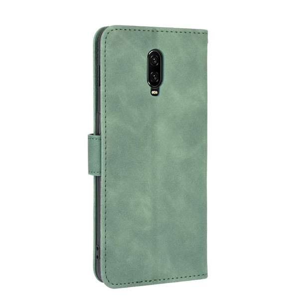 OnePlus 6T Solid Color Skin Feel Magnetic Buckle Horizontal Flip Calf Texture PU Leather Case with Holder & Card Slots & Wallet(Green)