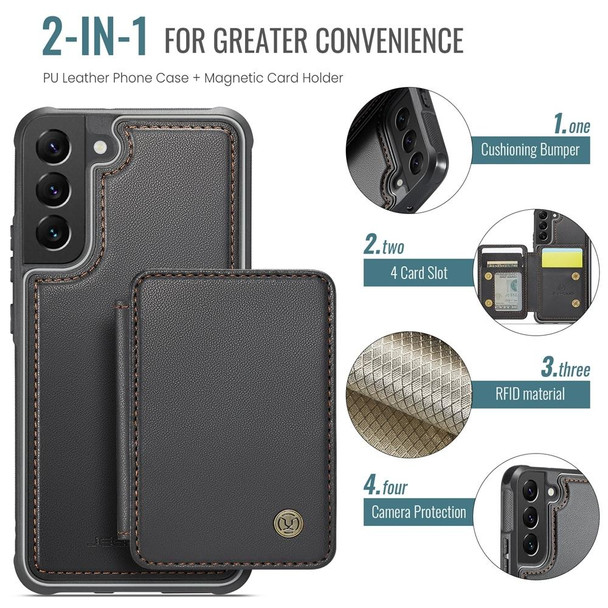 For Samsung Galaxy S22 5G JEEHOOD J05 Business Magnetic Style RFID Leather Phone Case(Black)