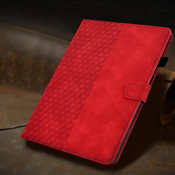 For iPad Pro 11 2024 Rhombus Embossed Leather Tablet Case(Red)
