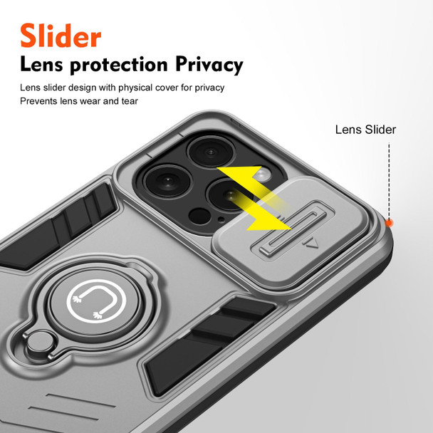 For iPhone 15 Pro Camshield Ring Holder Phone Case(Grey)