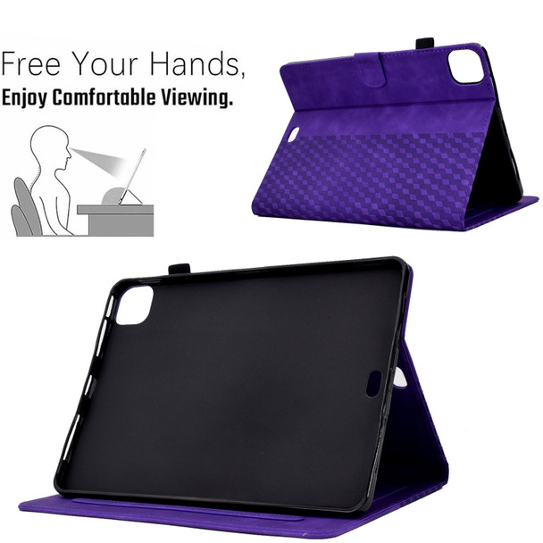 For iPad Pro 11 2024 Rhombus Embossed Leather Tablet Case(Purple)