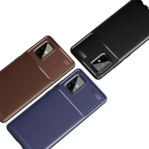 OnePlus 8T Carbon Fiber Texture Shockproof TPU Case(Brown)