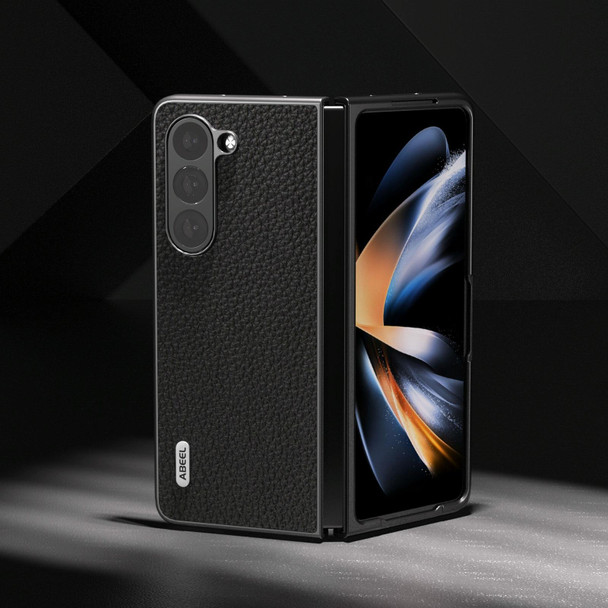 For Samsung Galaxy Z Fold6 ABEEL Genuine Leather Litchi Texture Phone Case(Black)