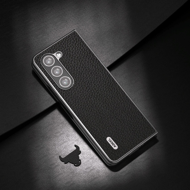 For Samsung Galaxy Z Fold6 ABEEL Genuine Leather Litchi Texture Phone Case(Black)