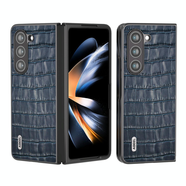 For Samsung Galaxy Z Fold6 ABEEL Crocodile Texture Genuine Leather Phone Case(Blue)