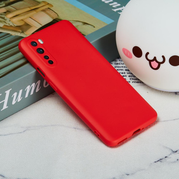 OnePlus Nord Solid Color Liquid Silicone Dropproof Full Coverage Protective Case(Red)