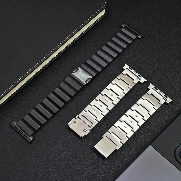 For Apple Watch Series 9 45mm One-Bead Magnetic Buckle Titanium Metal Watch Band(Black)