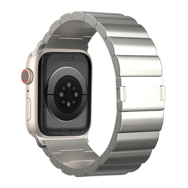 For Apple Watch SE 44mm One-Bead Magnetic Buckle Titanium Metal Watch Band(Titanium Color)