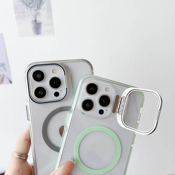 For iPhone 13 Pro Max J2 High Transparent MagSafe Magnetic Frame Holder Phone Case(Matcha Green)