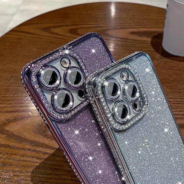 For iPhone 15 Pro Max Diamond Glitter TPU Phone Case(Silver)