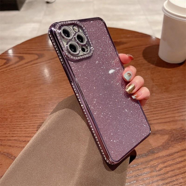 For iPhone 14 Pro Max Diamond Glitter TPU Phone Case(Purple)