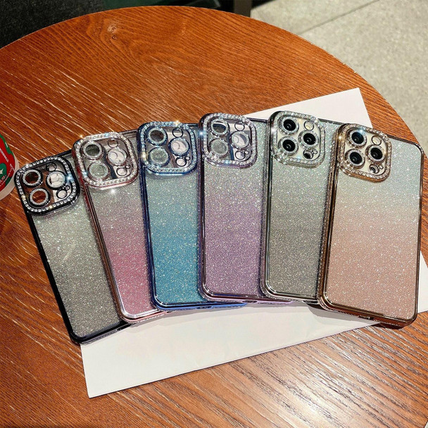 For iPhone 13 Diamond Gradient Glitter TPU Phone Case(Gradient Black)