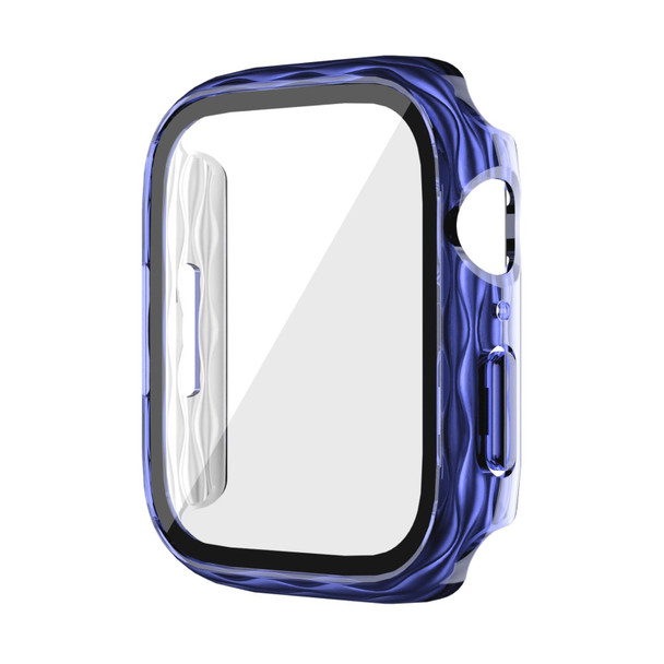 For Apple Watch Series 6 / 5 / 4 / SE 44mm 2 in 1 PC Hybrid Tempered Glass Protector Case(Clear Blue)