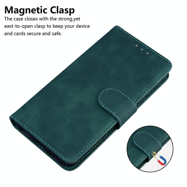 For OPPO A60 4G Skin Feel Pure Color Flip Leather Phone Case(Green)