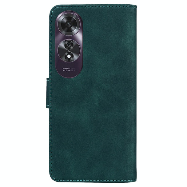 For OPPO A60 4G Skin Feel Pure Color Flip Leather Phone Case(Green)