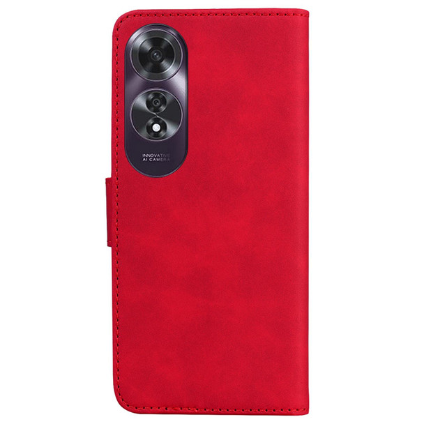 For OPPO A60 4G Skin Feel Pure Color Flip Leather Phone Case(Red)