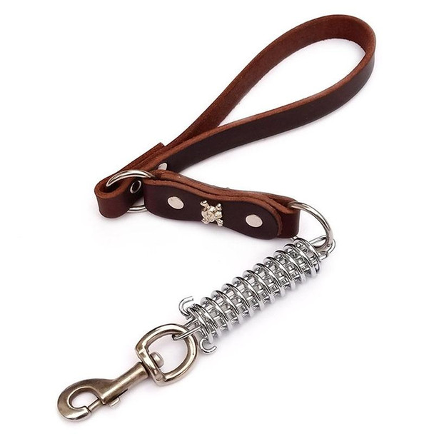 Leather Dog Leash Pet Tow Rope Chain, Style: Without Spring(Coffee)