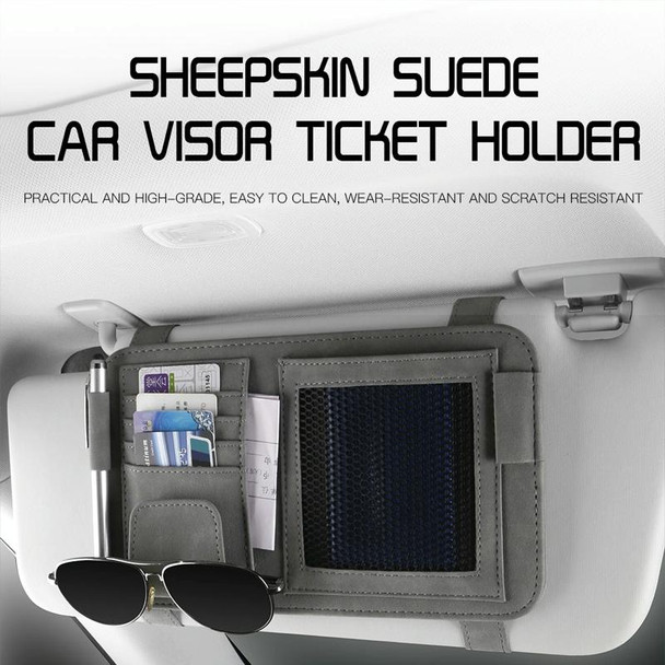 Car Sun Visor Bill Holder Glasses Clip Storage Bag(Grey)
