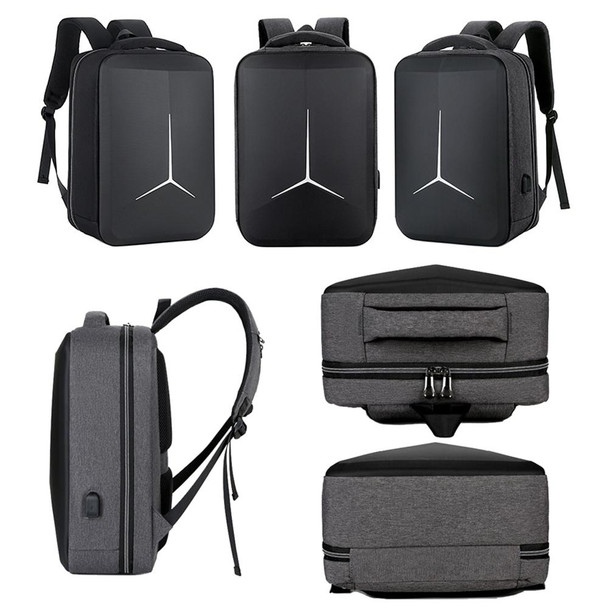 15 inch Multifunctional Waterproof Business Sports Laptop Backpack with USB Port(Black)