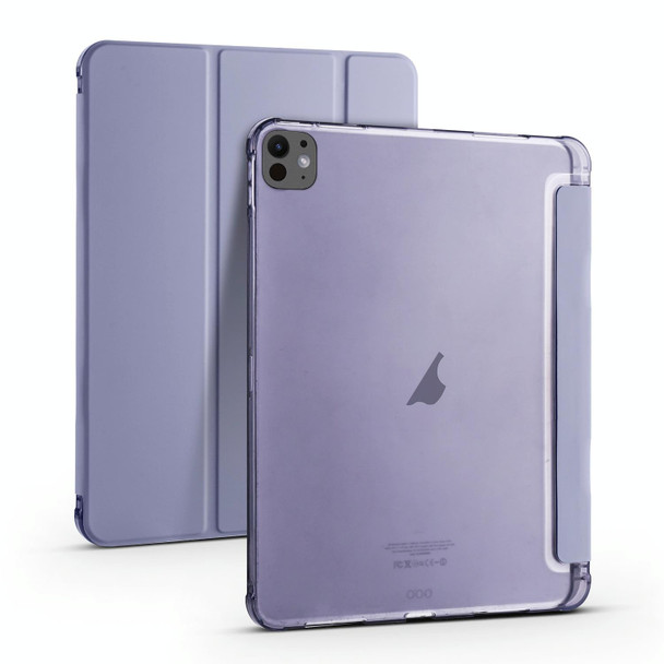 For iPad Pro 13 2024 3-fold TPU Leather Smart Tablet Case with Pen Slot(Lavender Purple)