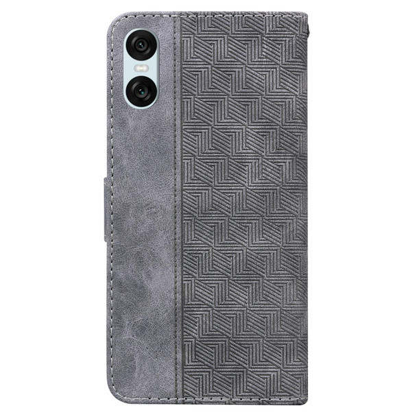 For Sony Xperia 5 VI Geometric Embossed Leather Phone Case(Grey)