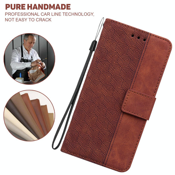 For Sony Xperia 10 VI Geometric Embossed Leather Phone Case(Brown)