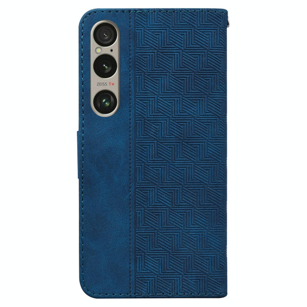 For Sony Xperia 1 VI Geometric Embossed Leather Phone Case(Blue)