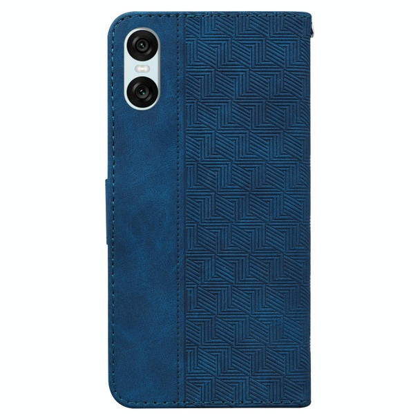 For Sony Xperia 10 VI Geometric Embossed Leather Phone Case(Blue)