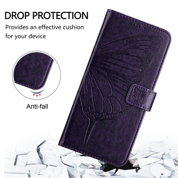 For Motorola Edge 2022 / Edge+ 5G UW 2022 Embossed Butterfly Leather Phone Case(Dark Purple)