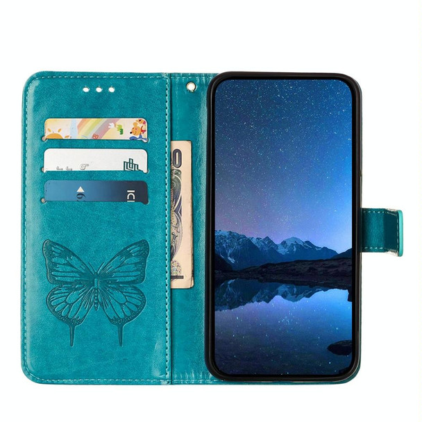 For Motorola Edge 30 Neo Embossed Butterfly Leather Phone Case(Blue)