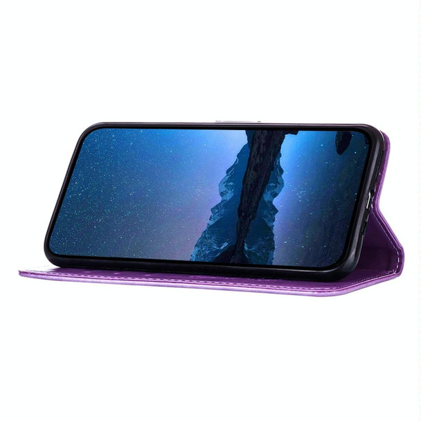 For Motorola Edge 30 Neo Embossed Butterfly Leather Phone Case(Purple)