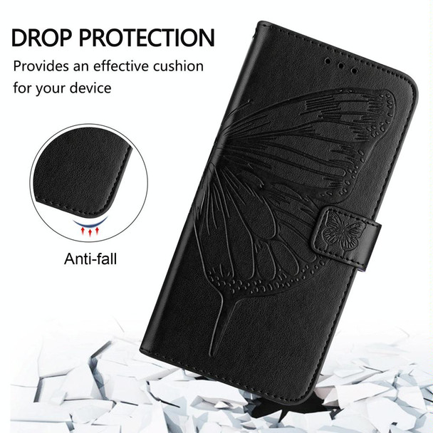 For Motorola Edge 30 Neo Embossed Butterfly Leather Phone Case(Black)