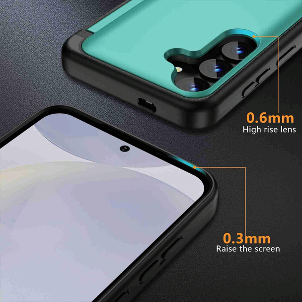 For Samsung Galaxy S22+ 5G 3 in 1 Flip Holder Phone Case(Cyan)