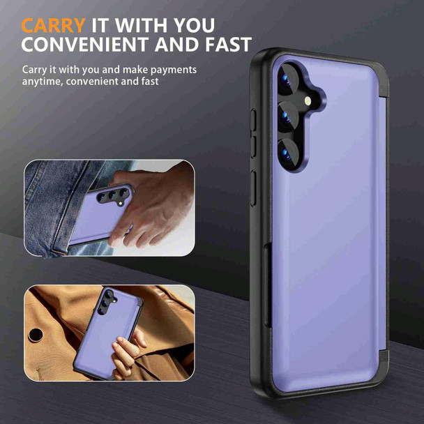 For Samsung Galaxy S22+ 5G 3 in 1 Flip Holder Phone Case(Light Purple)