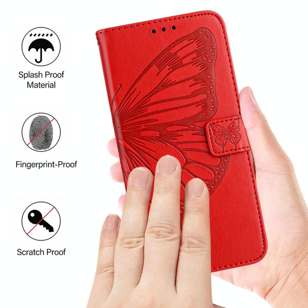 For OPPO A36 4G/A76 4G/A96 4G/K10 4G Embossed Butterfly Leather Phone Case(Red)