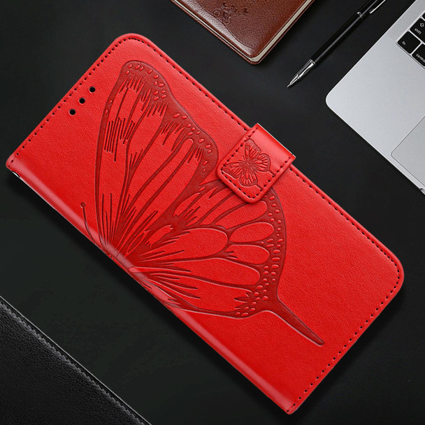 For OPPO A36 4G/A76 4G/A96 4G/K10 4G Embossed Butterfly Leather Phone Case(Red)