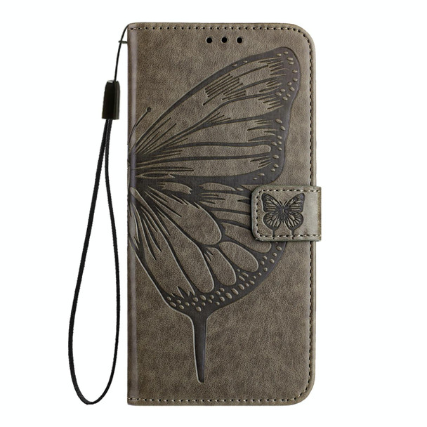 For Realme 11 4G Global Embossed Butterfly Leather Phone Case(Grey)
