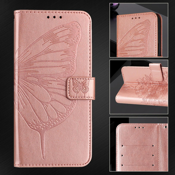 For Realme 11 4G Global Embossed Butterfly Leather Phone Case(Rose Gold)