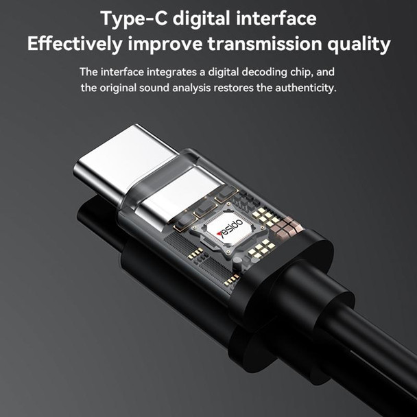 Yesido YH43 Type-C / USB-C Interface In-Ear Wired Earphone, Length:1.2m(Black)