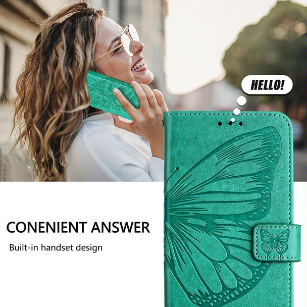 For TCL 403 Embossed Butterfly Leather Phone Case(Green)