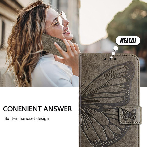 For TCL 40 SE Embossed Butterfly Leather Phone Case(Grey)