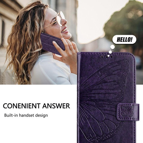 For TCL 306 Embossed Butterfly Leather Phone Case(Dark Purple)