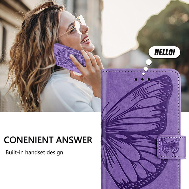 For TCL 505 Embossed Butterfly Leather Phone Case(Light Purple)