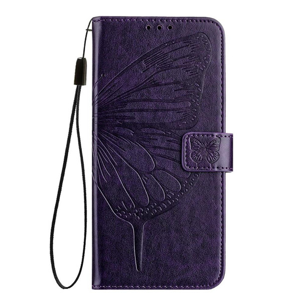 For TCL 505 SE Embossed Butterfly Leather Phone Case(Dark Purple)