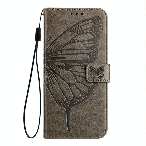 For TCL 20 R 5G Embossed Butterfly Leather Phone Case(Grey)