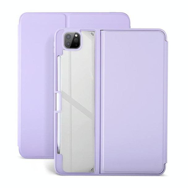 For iPad Air 13 2024 / Pro 12.9 2022 2-Fold Clear Acrylic Leather Tablet Case(Light Purple)