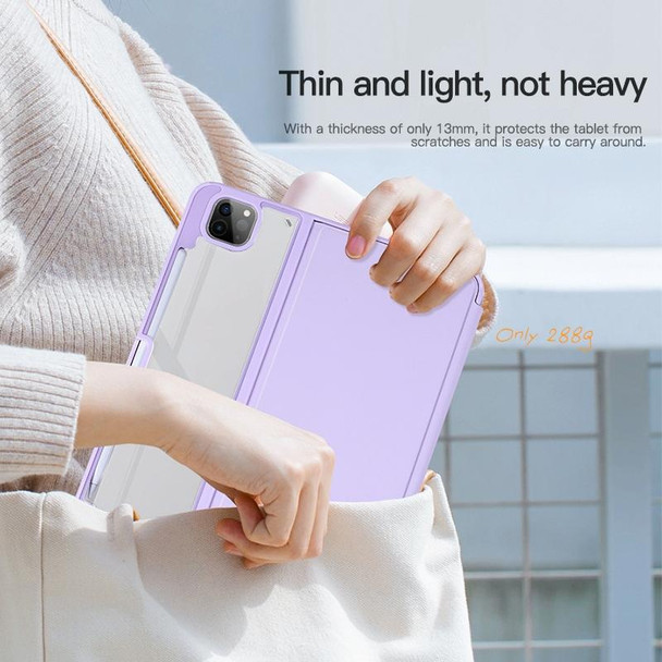 For iPad Air 13 2024 / Pro 12.9 2022 2-Fold Clear Acrylic Leather Tablet Case(Light Purple)