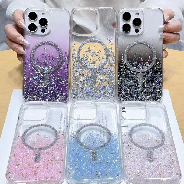 For iPhone  12 Pro Gradient Glitter MagSafe PC Hybrid TPU Phone Case(Gradient Blue)