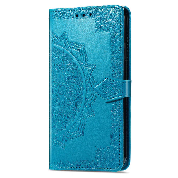 For ZTE Blade A34 Mandala Flower Embossed Leather Phone Case(Blue)