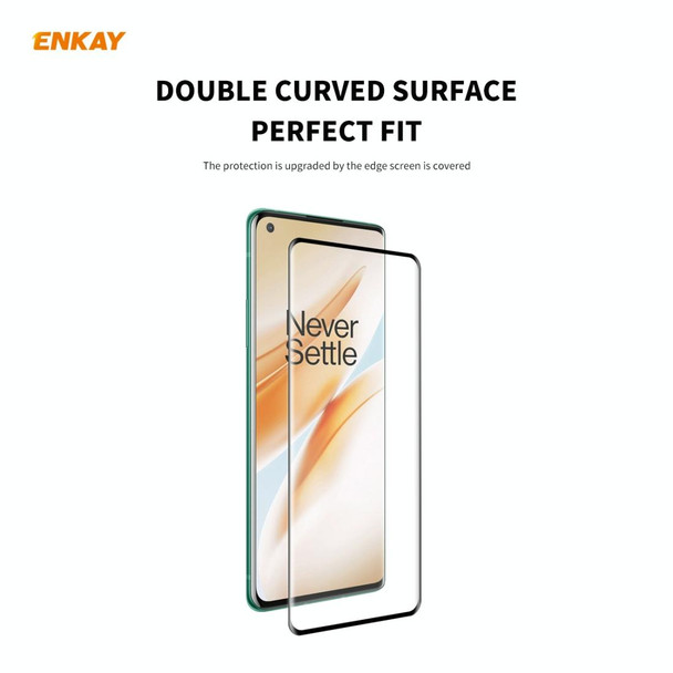 OnePlus 8 Pro ENKAY Hat-Prince 0.26mm 9H 3D Full Glue Explosion-proof Full Screen Curved Heat Bending Tempered Glass Film